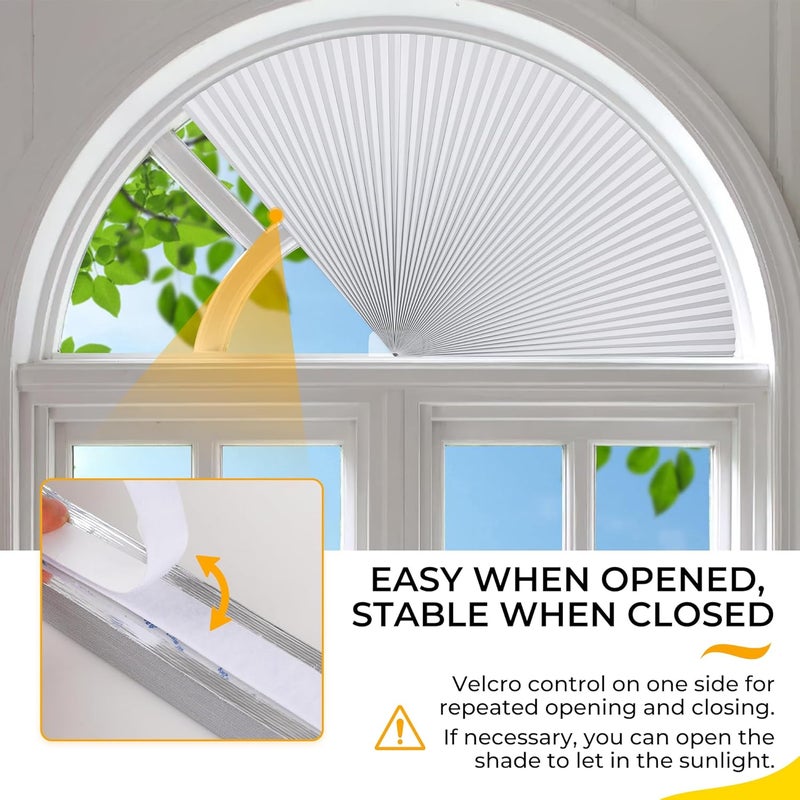 HOMEDEMO Arch Window Shade Blackout White,72" X 36",Half Moon Cellular Shades No Drill Easy Installation Blinds Half Circle Semicircular - Image 2
